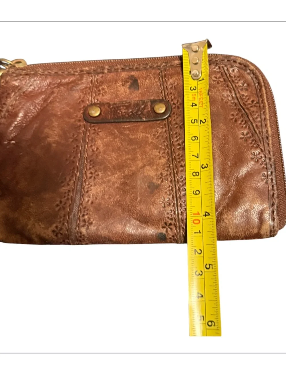 Vintage Fossil Brown Leather Wristlet Wallet - Unbranded